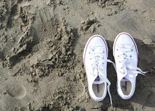 sneakers on the beach