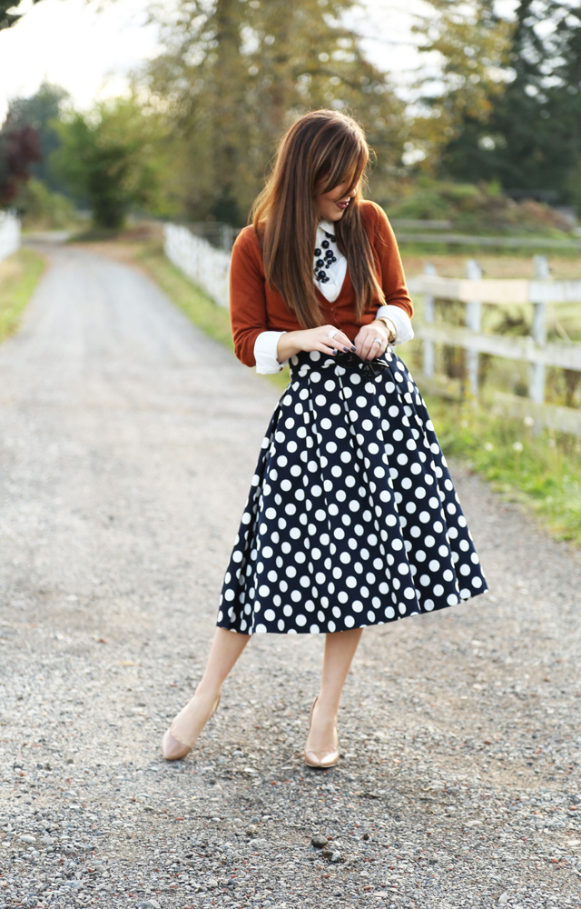 polka dot skirt fall