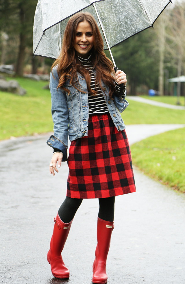 fun buffalo plaid winter outfit