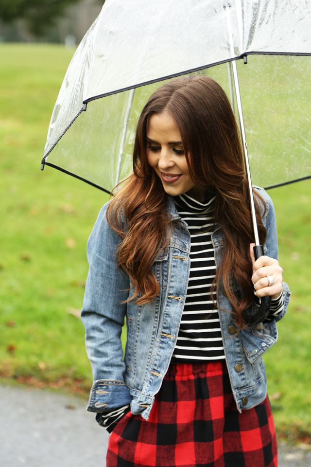 mixing prints buffalo plaid and stripes