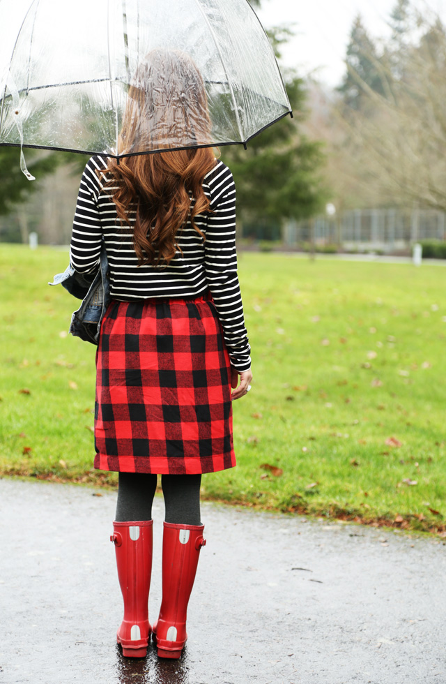 red buffalo plaid skirt by corilynn