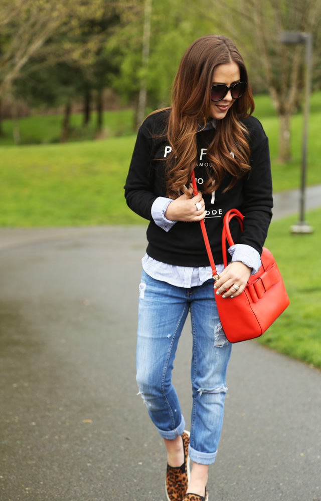 cheetah and stripes plus a graphic sweatshirt