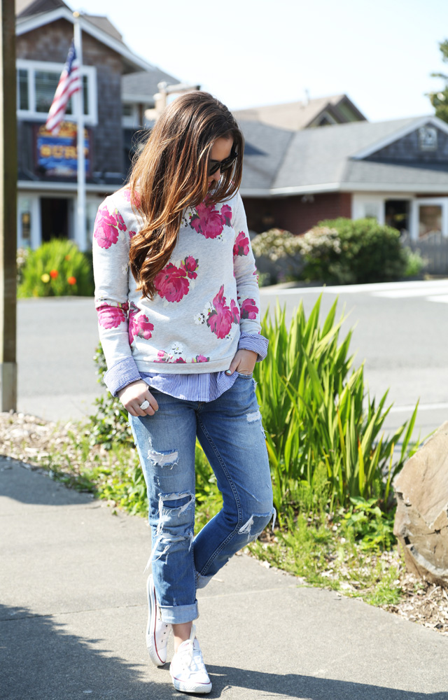 florals and stripes with a button up