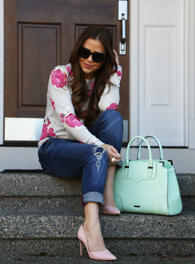 pink floral loft sweatshirt