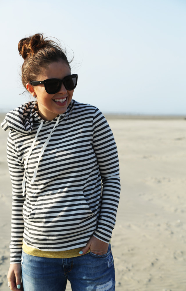 striped jersey hoodie