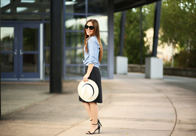 chambray and pleats