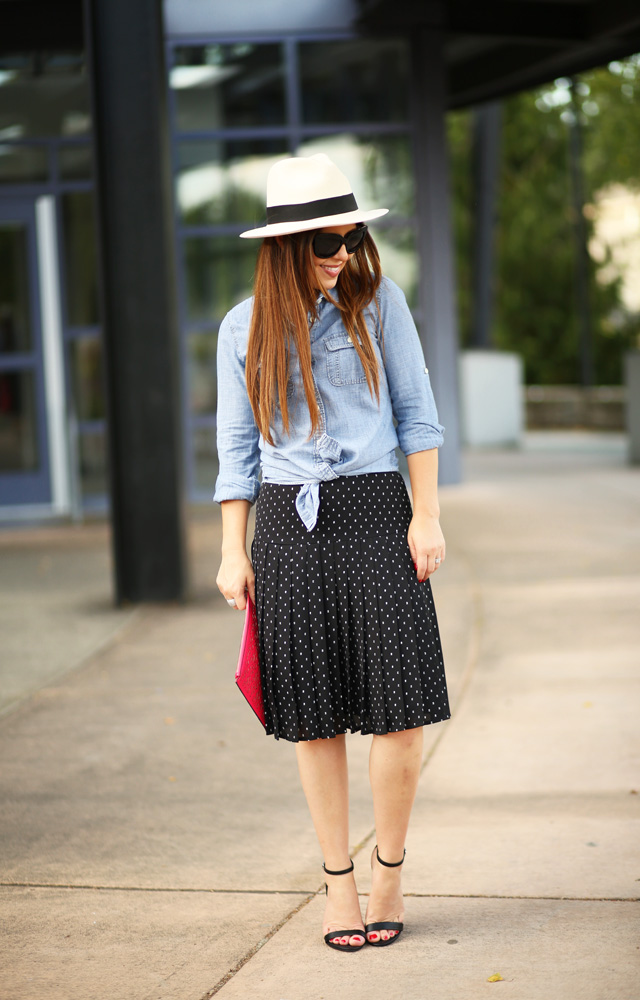 chambray polka dots