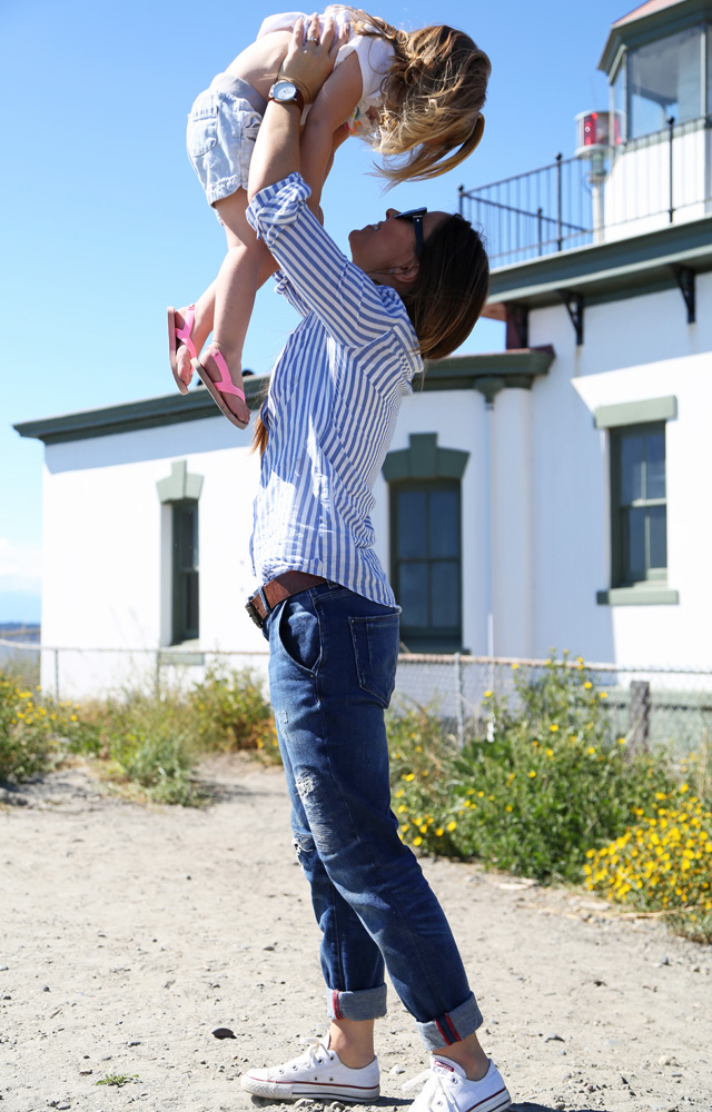 mom and baby at the lighthouse