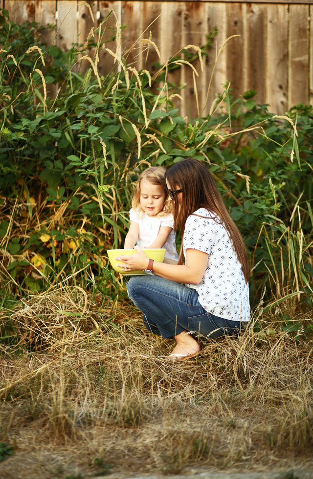 picking blackberries with littles