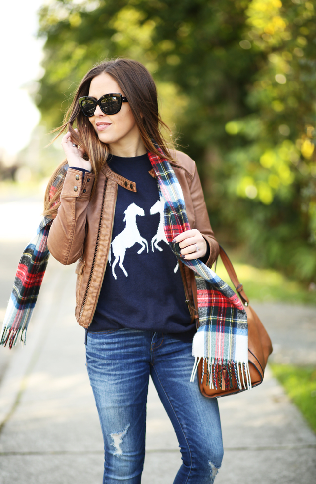 horse sweater tartan scarf