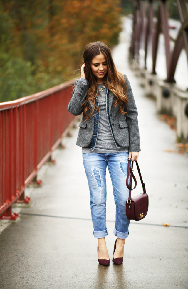 tweed and a little distressed denim