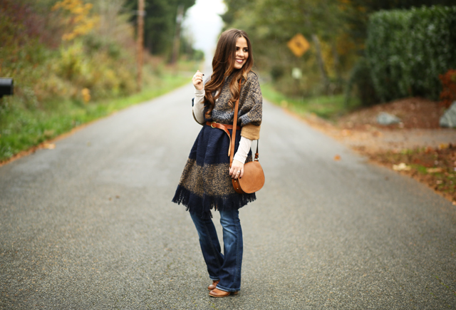 wear a blanket scarf as a poncho