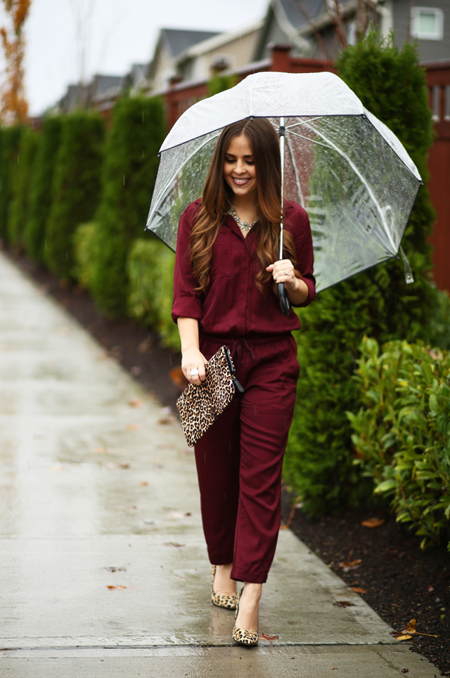 burgundy loft jumpsuit