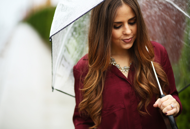 burgundy top clear umbrella