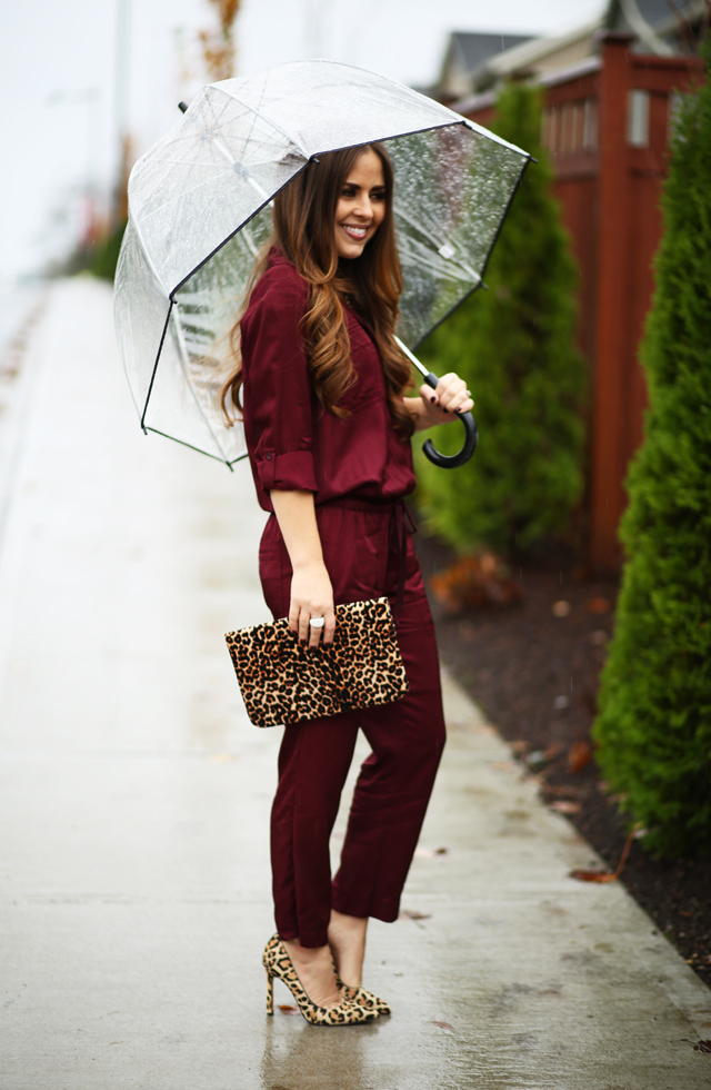 maroon jumpsuit