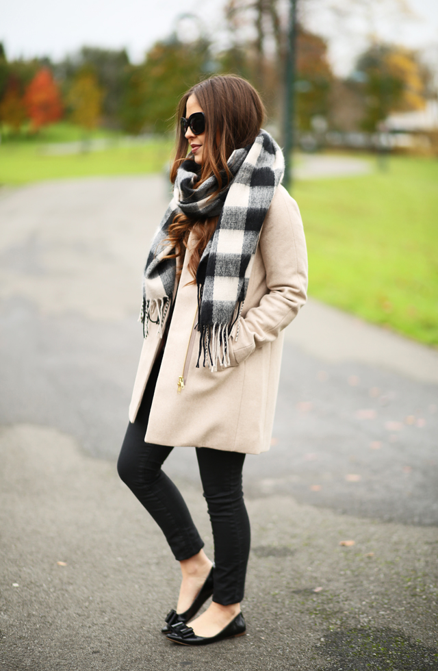 neutral winter coat look