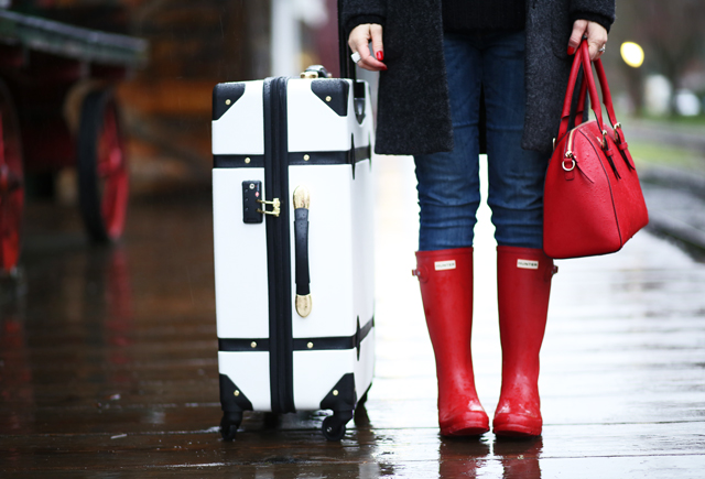 white DVF suitcase