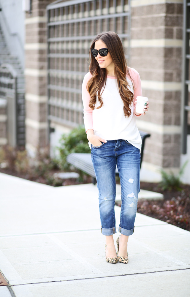 pink baseball tee leopard shoes