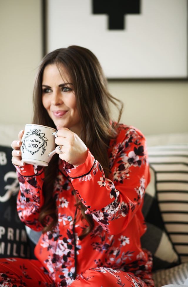 cup of tea and a pretty pair of pajamas