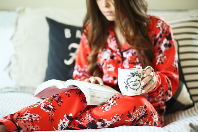 cup of tea and comfy pjs