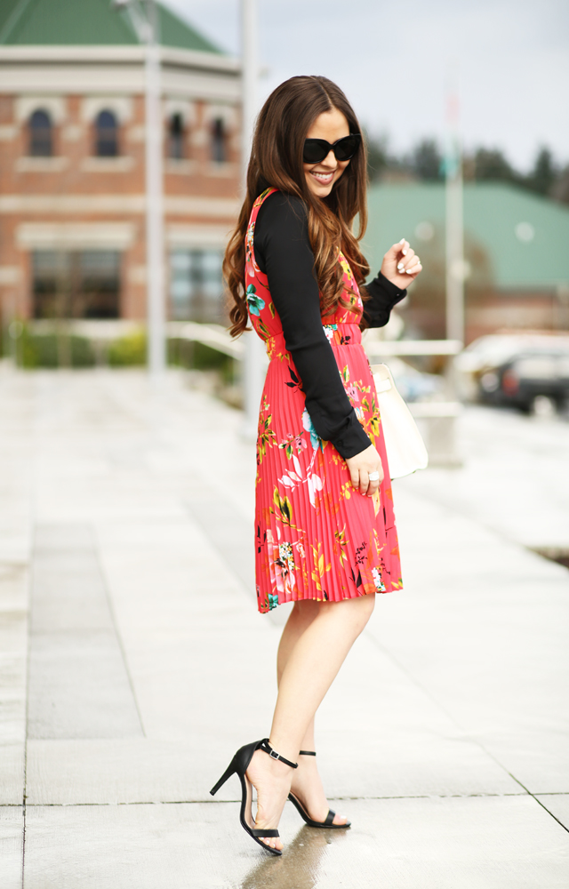 pink dress black accents