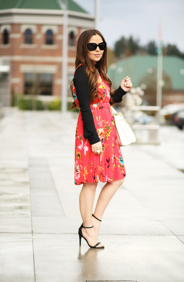 pink tropical print dress