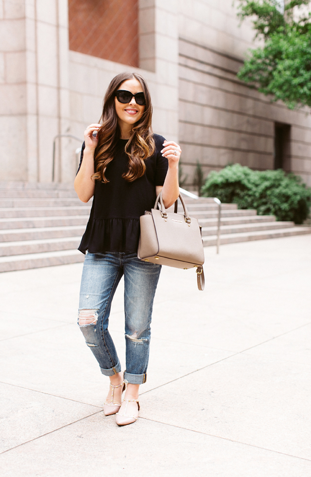 black peplum loft sweater blankNCY jeans