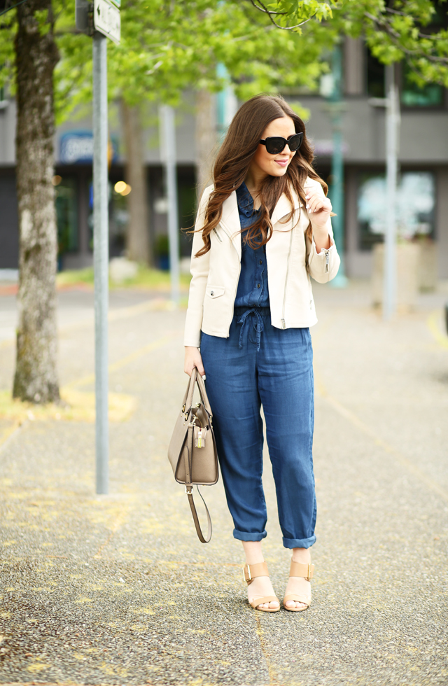 denim date ight jumpsuit outfit