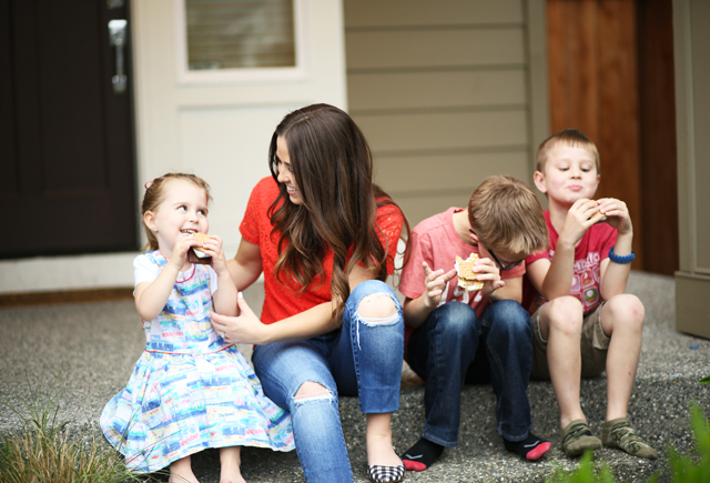 eating smores outside