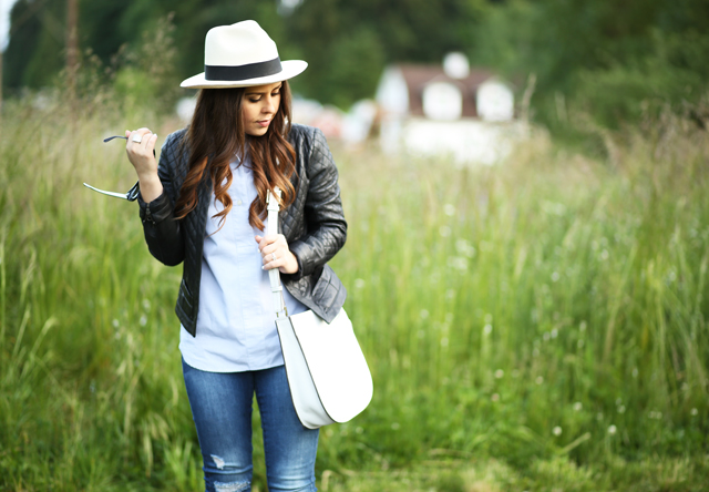 panama hat leather jacket