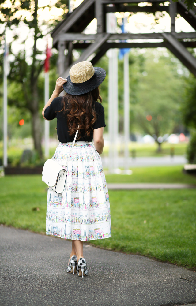 boater hat with an aline skirt