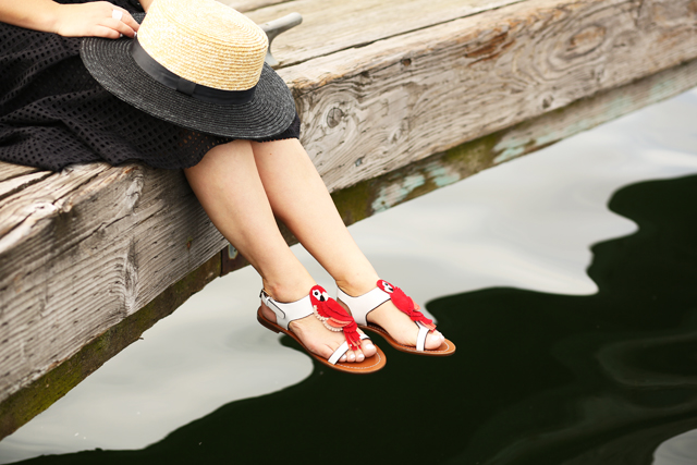 kate spade charlie sandals on the dock