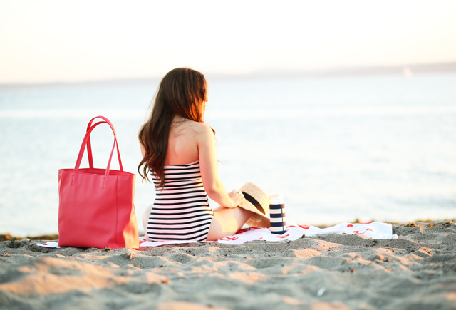 striped kate spade swimsuit