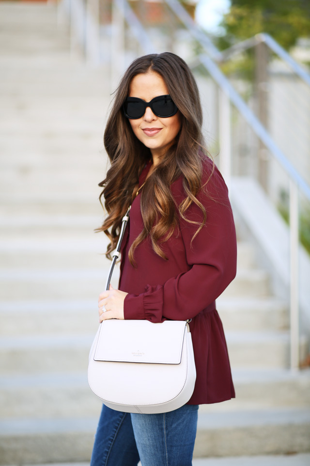 bordeaux peplum blouse