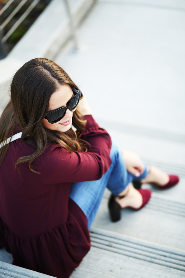 bordeaux peplum top