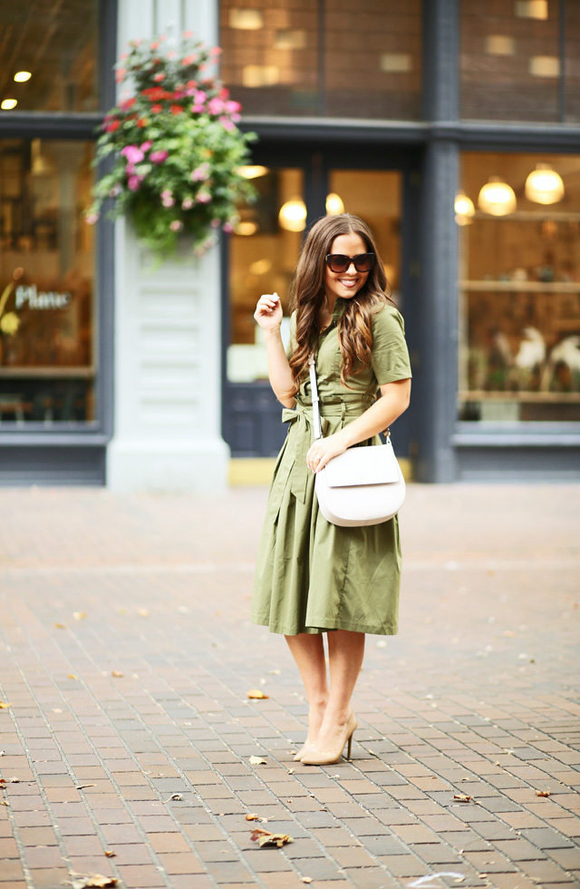 london plane seattle olive shirtdress