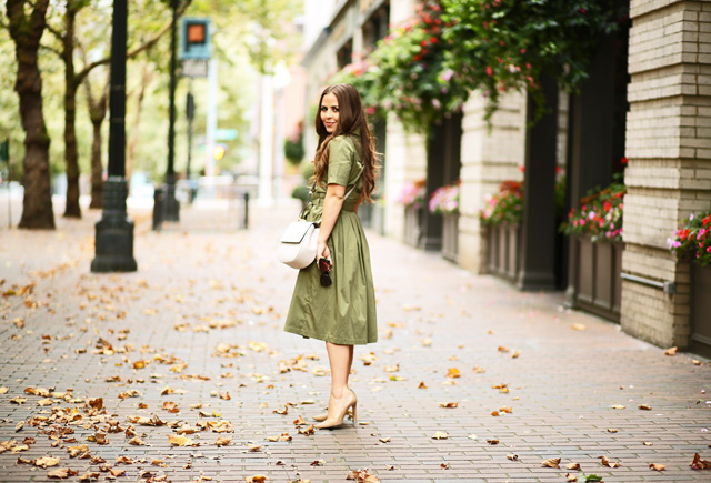 olive green shirt dress