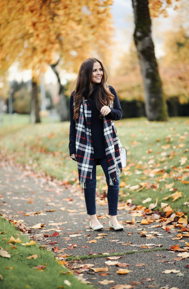 plaid-scarf-navy-sweater-tunic