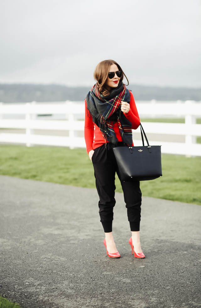 red-sweater-with-plaid-scarf-1